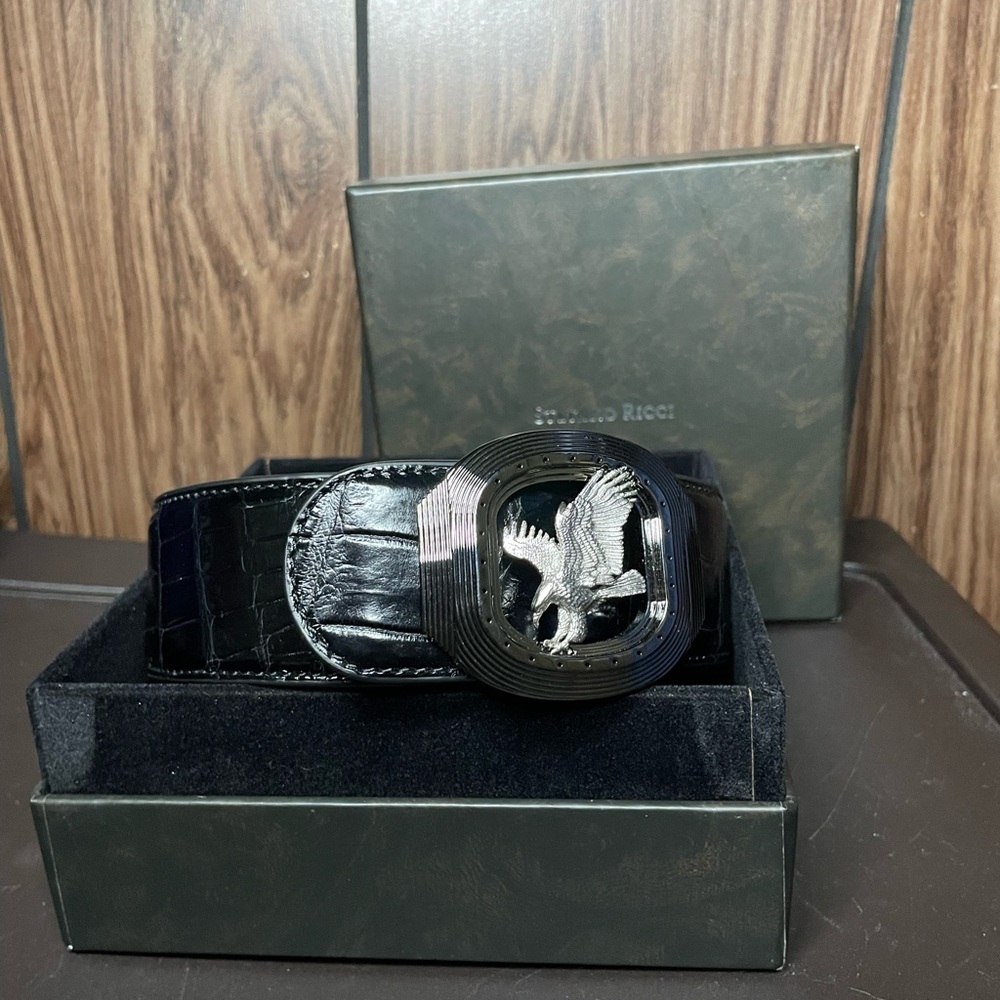 STEFANO RICCI Eagle Buckle Crocodile Belt